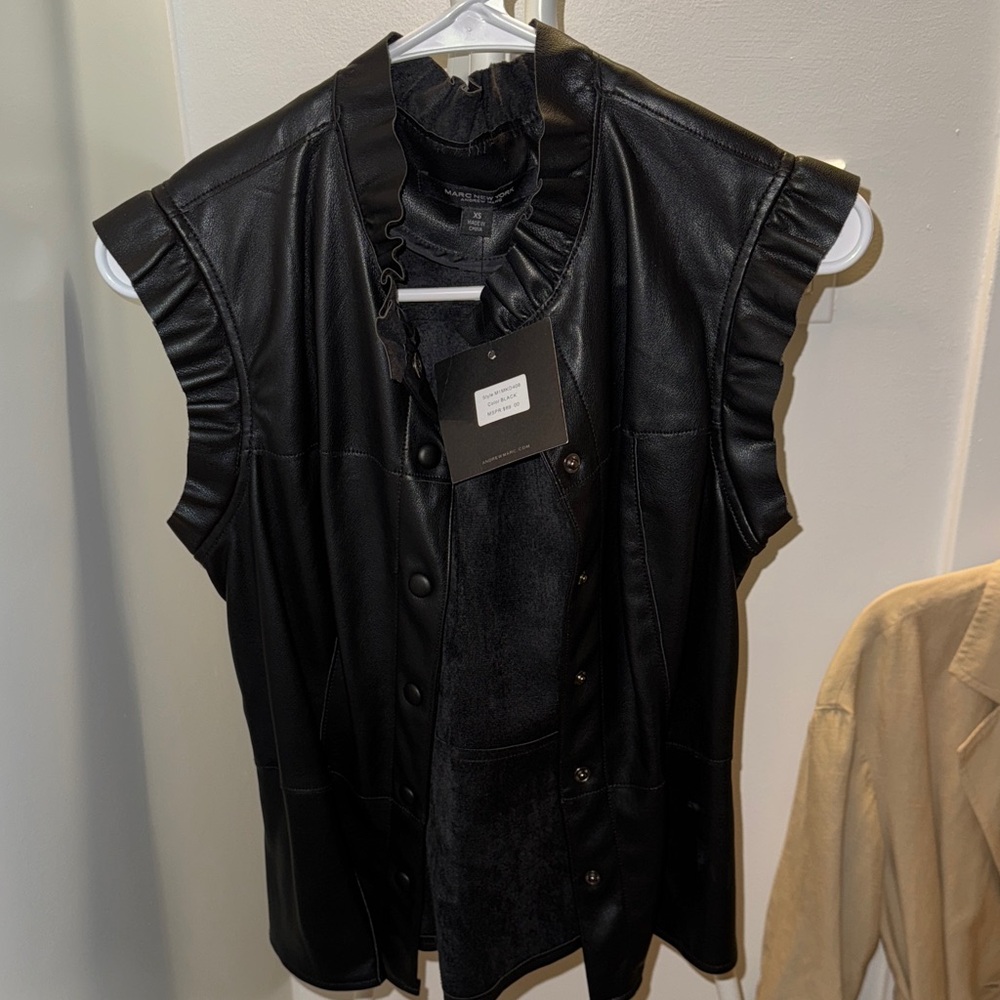 Marc New York Black Ruffled Sleeveless Top TAGS ATTACHED